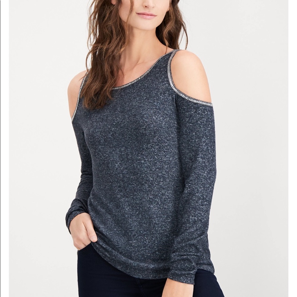 INC jewel embellished cold shoulder top